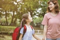 Mother and child holding hands going to school Royalty Free Stock Photo