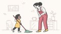 Mother & Child Housework, Shared Home Responsibilities, vector design Generative AI Royalty Free Stock Photo
