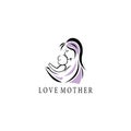 Mother and child illustration love symbol design clipart color vector template