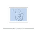 Mother with child. Line art icon.