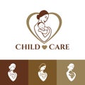 Mother and child simple, modern line art logo or icon. Royalty Free Stock Photo