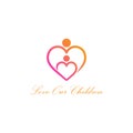 Mother and child logos, heart-shaped. kids care logo