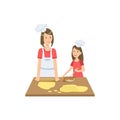 Mother And Child Making Cookies Together Illustration