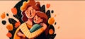 Mother and child. Mom hugging her daughter with a lot of love and tenderness. Mother& x27;s day, holiday concept. Cartoon Royalty Free Stock Photo