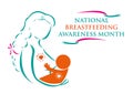 Mother and Child for National Breastfeeding Awareness Month concept.