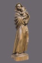 Mother and child old wooden sculpture Royalty Free Stock Photo