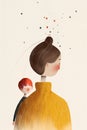A warm-toned illustration of a mother and her child