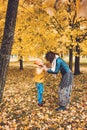 Mother and child playing outdoors. Mum and son Royalty Free Stock Photo