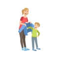 Mother And Child Preparing For Walk Together Illustration