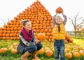 Mother and child with pumpkin