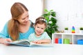 Mother and child reading book at home Royalty Free Stock Photo