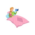 Mother And Child Reding Bedtime Story Together Illustration