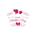 Mother with child silhouettes. Mothers day greeting card design. Vector illustration.