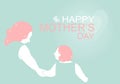 Mother and child smiling and holding hand together, Mother\'s day background, flat vector illustration