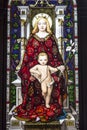 Mother and Child, stained glass in Vatican Museum , Rome, Royalty Free Stock Photo