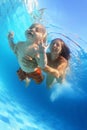 Mother with child swimming underwater in the pool Royalty Free Stock Photo