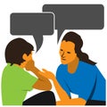 Mother and child talking. Vector illustration