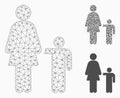 Mother Child Vector Mesh 2D Model and Triangle Mosaic Icon