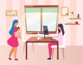 Mother and child visiting doctor flat vector illustration