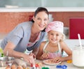 Mother and childing in Kitchen Smiling at Camera Royalty Free Stock Photo