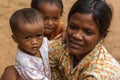 Mother and children in Cambodian village