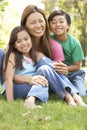 Mother And Children Enjoying Day In Park Royalty Free Stock Photo