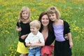 Mother and Children in Flower Field Royalty Free Stock Photo