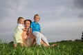 Mother with children on meadow Royalty Free Stock Photo