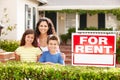 Mother and children outside home for rent Royalty Free Stock Photo
