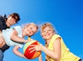 Mother and children playing with ball. Royalty Free Stock Photo