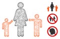Mother and Children Polygonal Web Vector Mesh Illustration