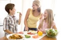 Mother And Children Prepare A meal