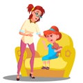 Mother Comforting Crying Child Vector. Isolated Illustration Royalty Free Stock Photo