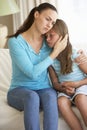 Mother Comforting Daughter At Home Royalty Free Stock Photo