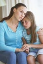 Mother Comforting Daughter At Home Royalty Free Stock Photo