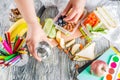 Mother preparing school lunch box Royalty Free Stock Photo