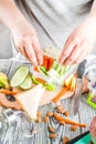 Mother preparing school lunch box Royalty Free Stock Photo