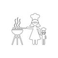 mother cooks barbecue icon. Element of cyber security for mobile concept and web apps icon. Thin line icon for website design and