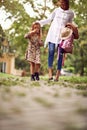 Mother and school girl going home from school Royalty Free Stock Photo