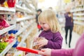 Mother and daughter in bakery in supermarket Royalty Free Stock Photo