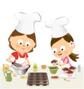 Mother and daughter baking cupcakes Royalty Free Stock Photo