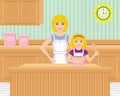 Mother and Daughter Baking in the Kitchen
