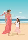 Mother and daughter on a beach