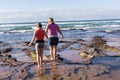 Mother Daughter Beach Waves Exploring