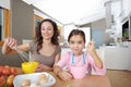 Mother and Daughter Beating Eggs in Kitchen Royalty Free Stock Photo