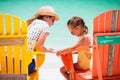 Mother and daughter at Caribbean beach Royalty Free Stock Photo