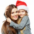 Mother with daughter christmass portrait. Happy family. Royalty Free Stock Photo