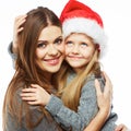 Mother with daughter christmass portrait. Happy family. Royalty Free Stock Photo