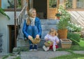 Mother and daughter collecting easter eggs Royalty Free Stock Photo