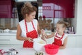 Mother and daughter cooking cupcakes on the festive table Royalty Free Stock Photo